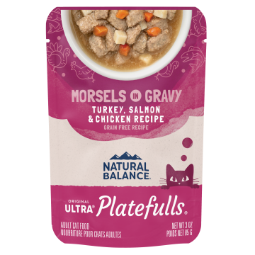 Platefulls Turkey, Salmon & Chicken Recipe Morsels in Gravy